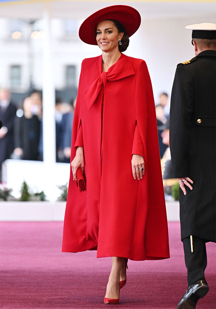 Kate Middleton South Korean state visit red Catherine Walker dress and cape