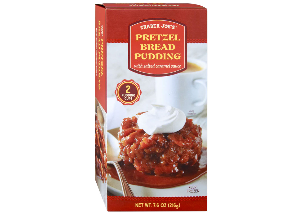 trader joe's pretzel bread pudding with caramel sauce