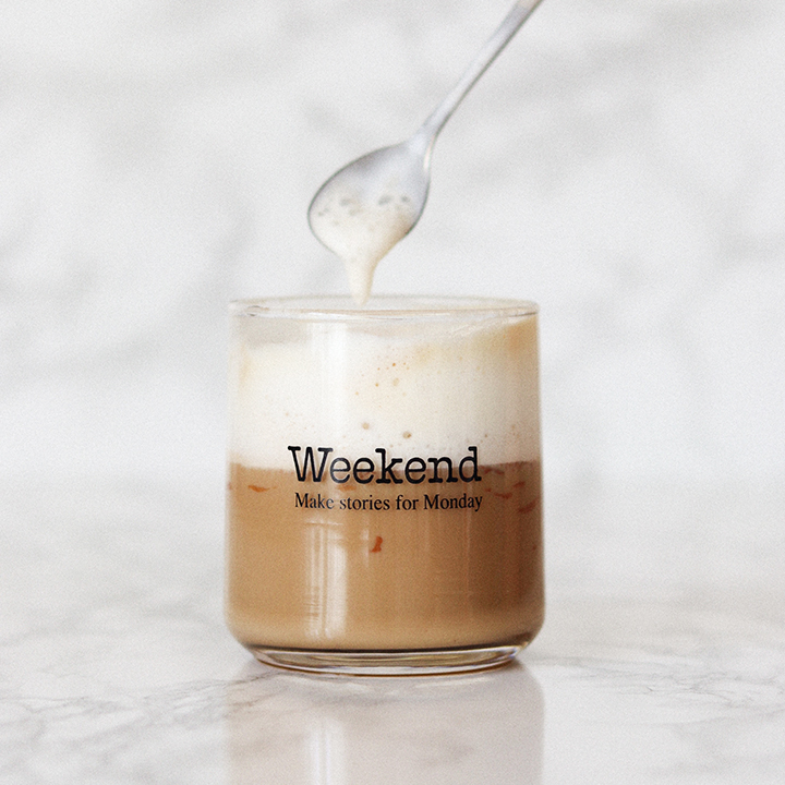 coffee with foam in glass