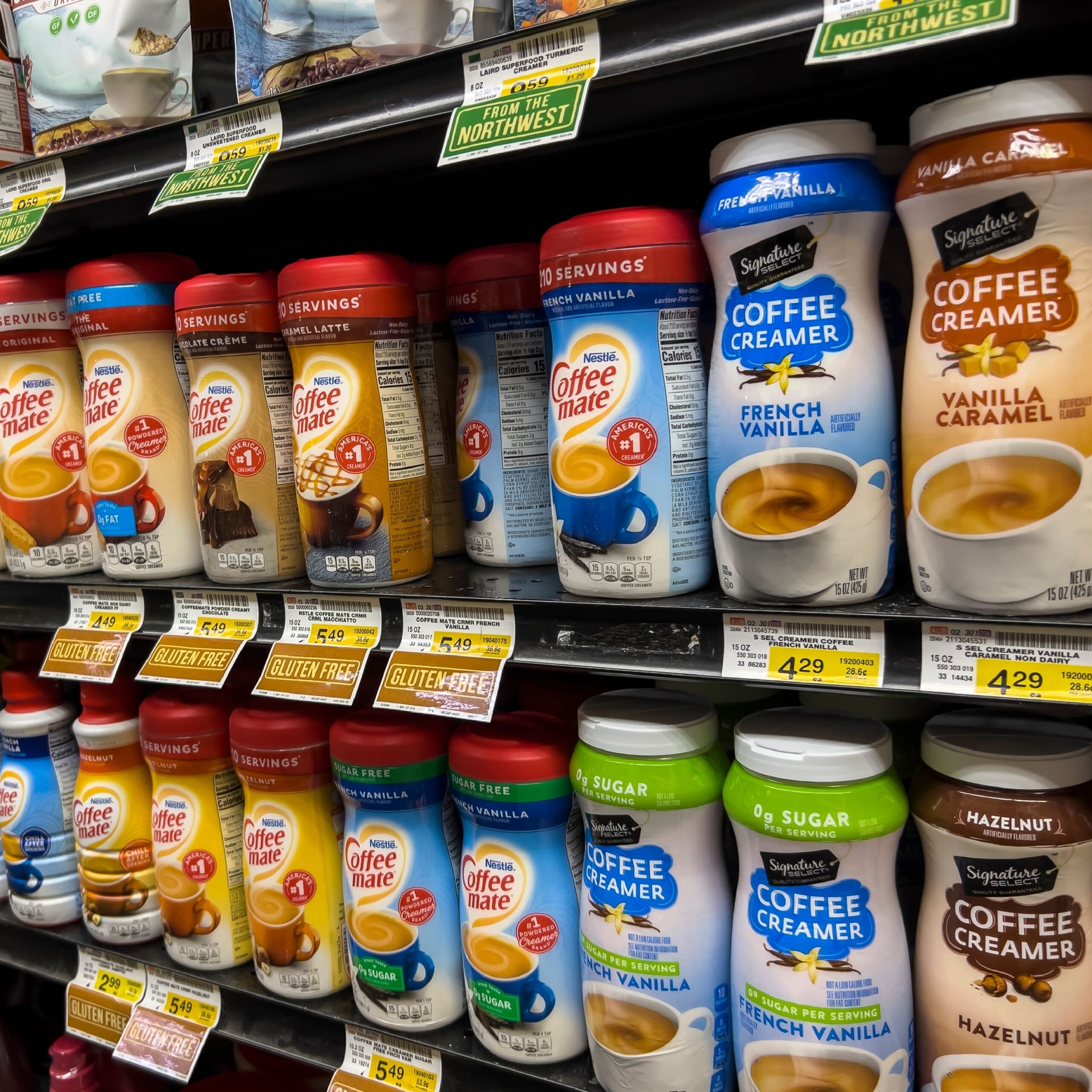 powdered creamer aisle at grocery store