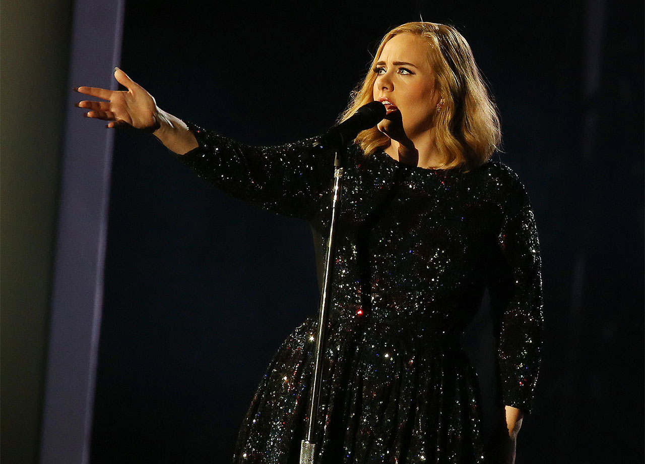 Adele performing in Verona Italy