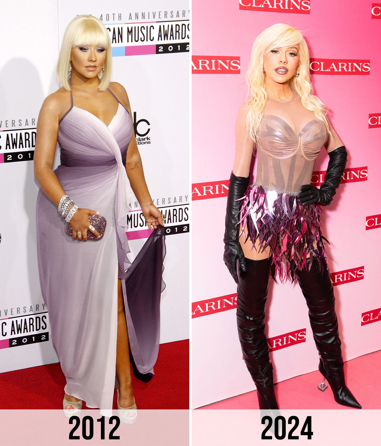 Christina Aguilera weight loss 2012 vs 2024