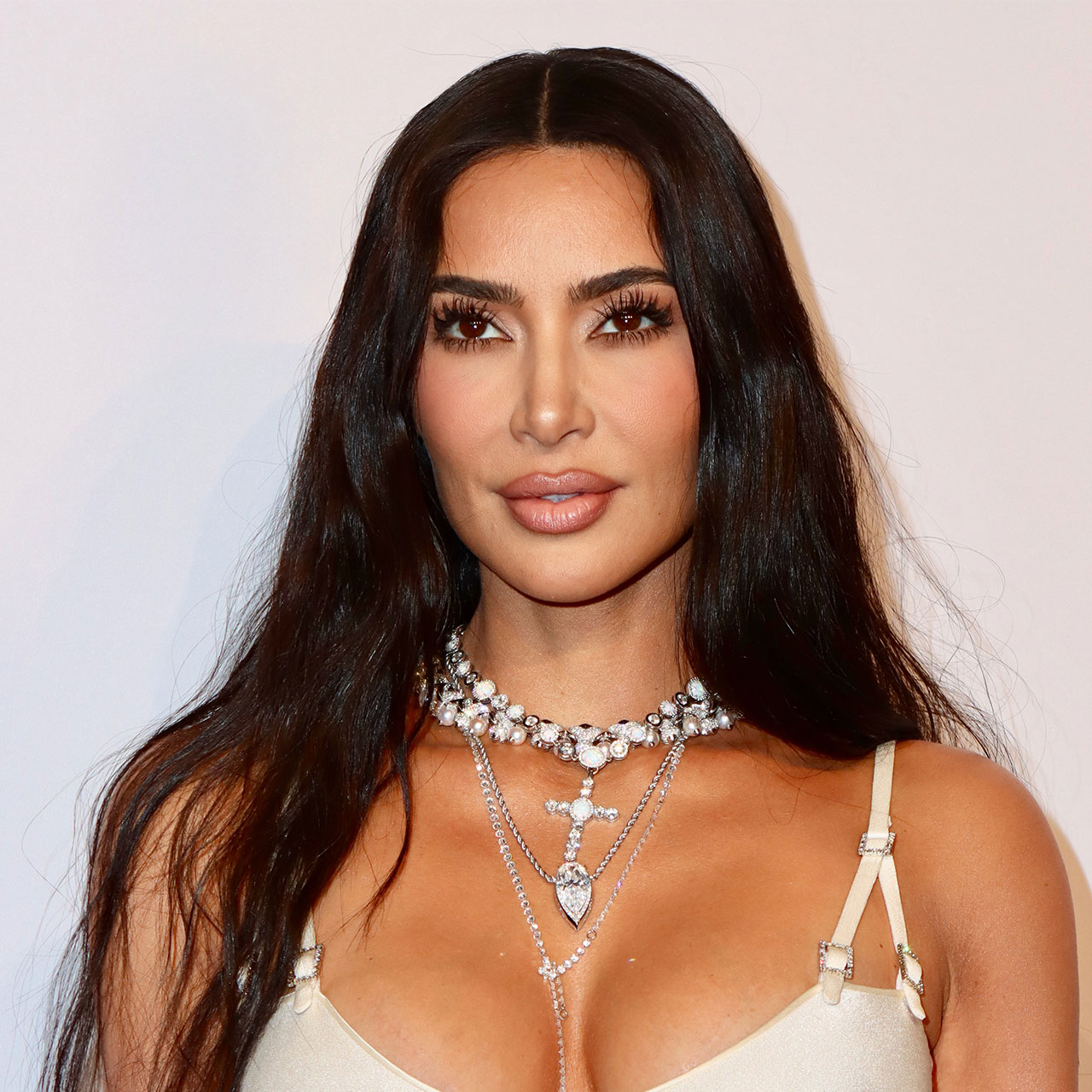 Kim Kardashian showed off her figure in a SKIMS outfit