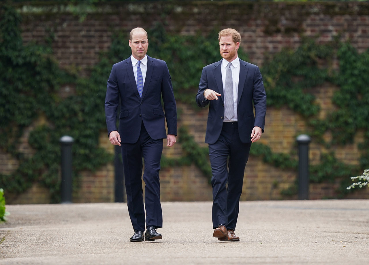 Prince Harry Prince William walking in the garden