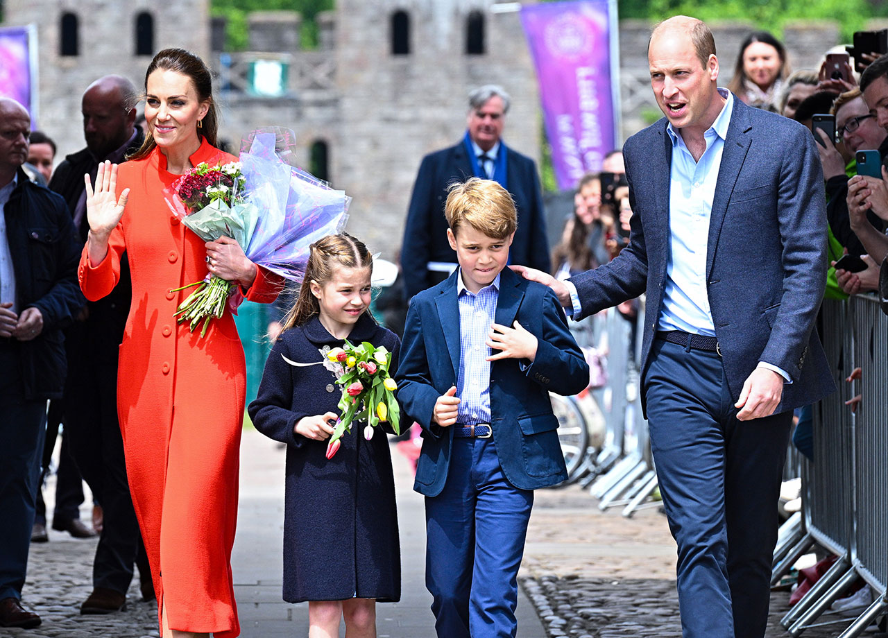 Prince William and Kate Middleton with Prince George and Princess Charlotte Cardiff Castle