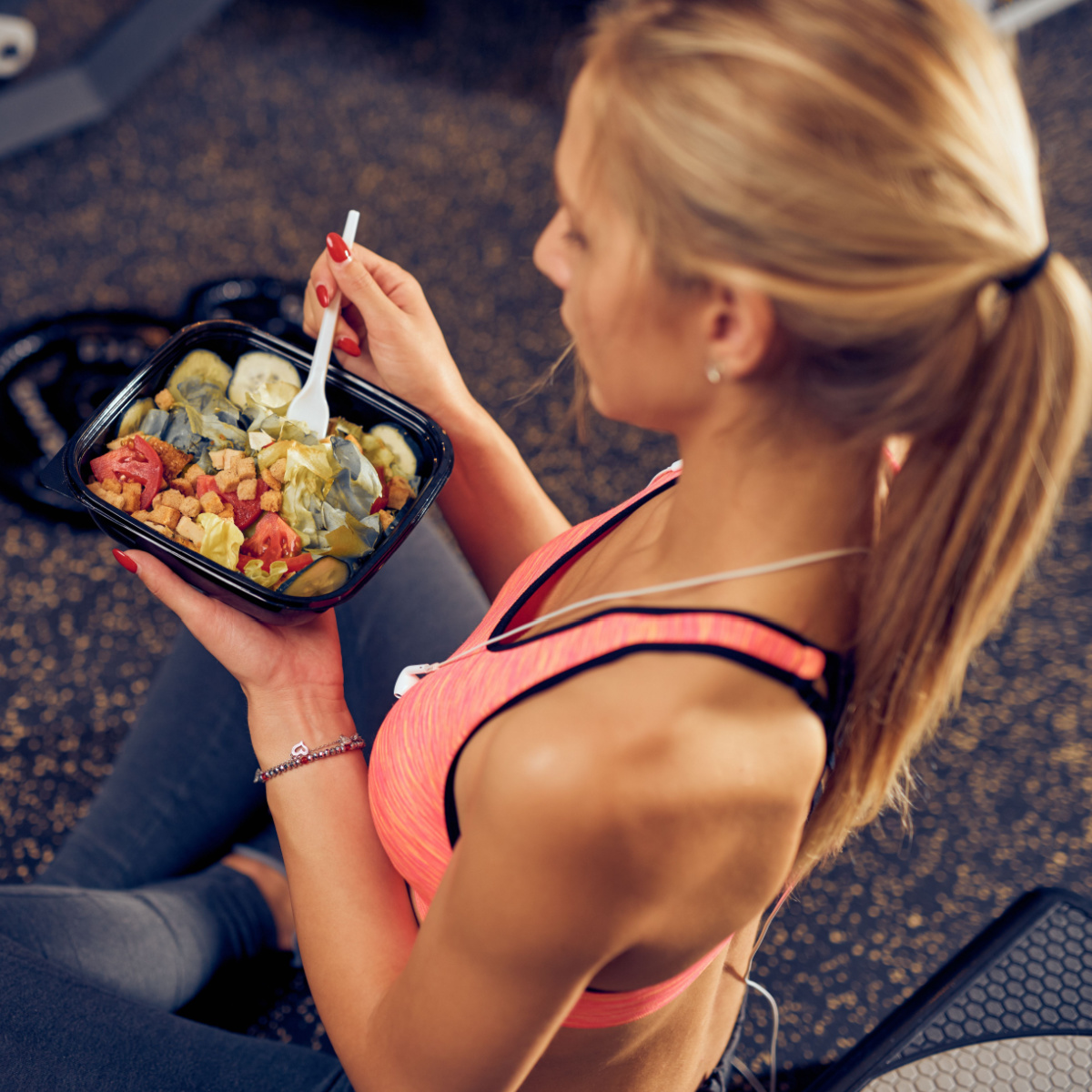 woman eating nutritious meal