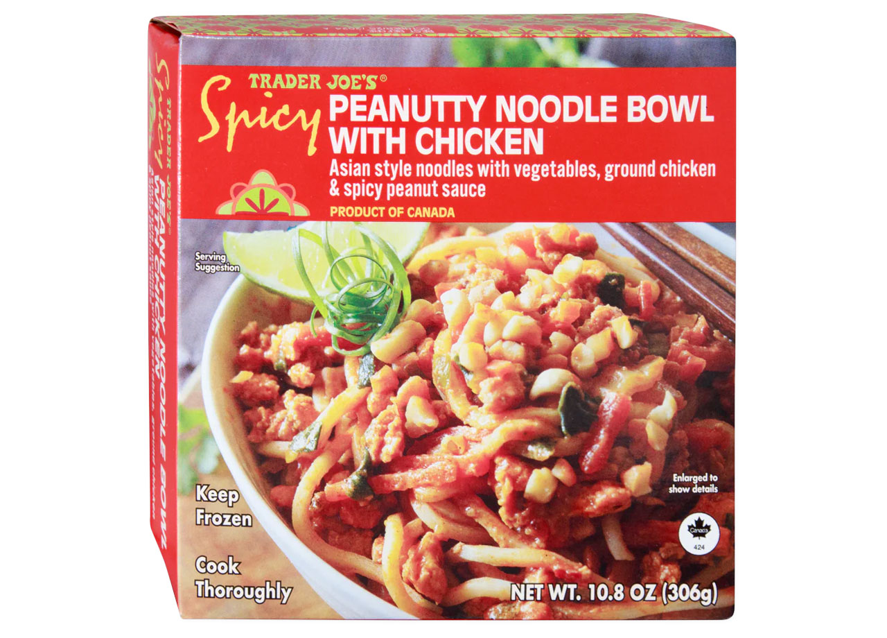 peanutty noodle bowl with chicken from trader joe's