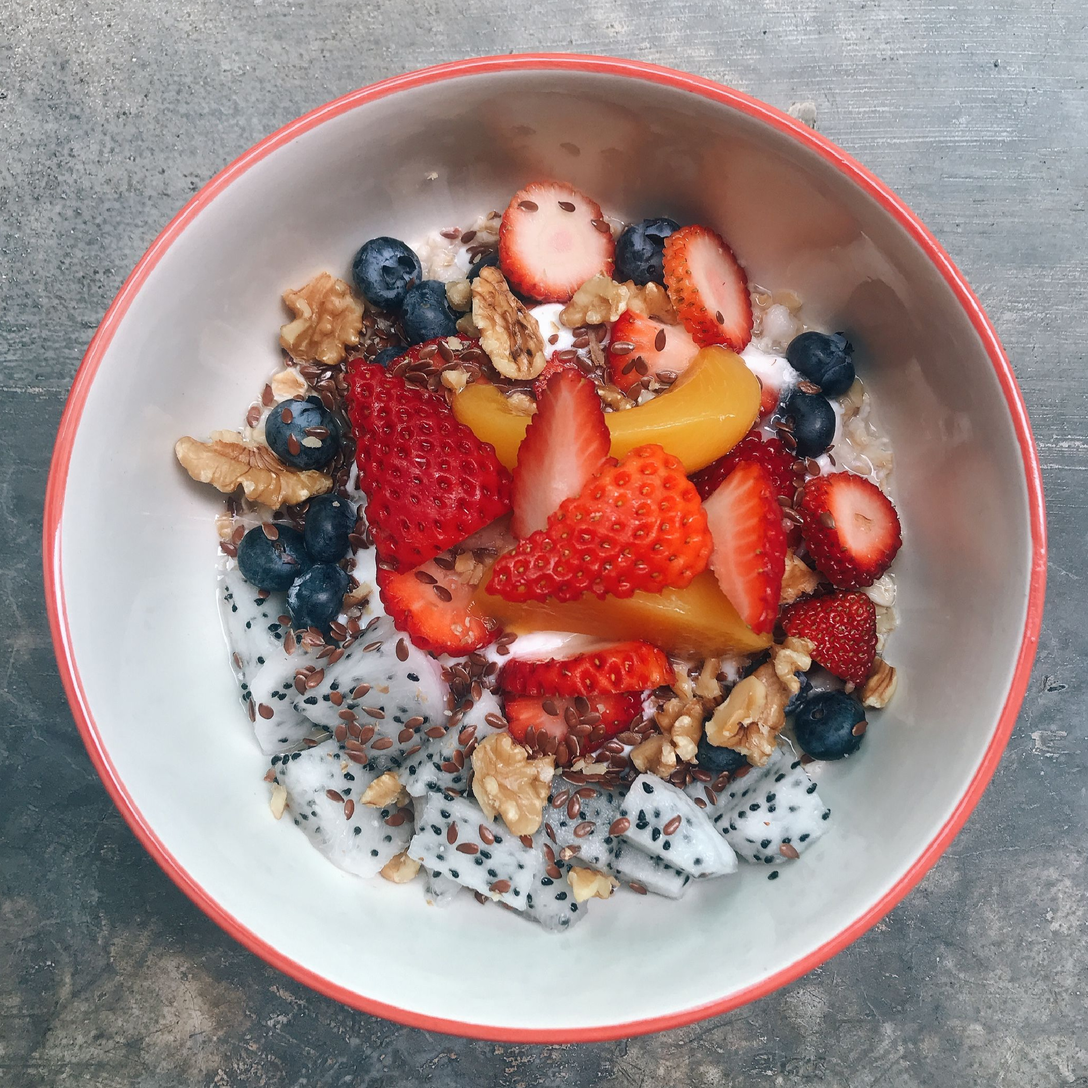 greek yogurt with seeds and berries