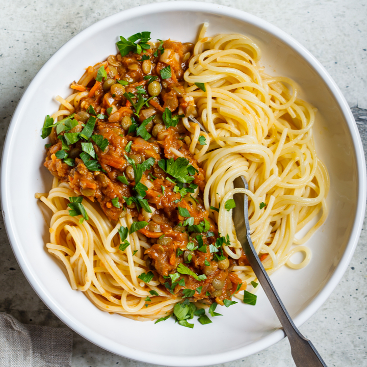 lentils on pasta