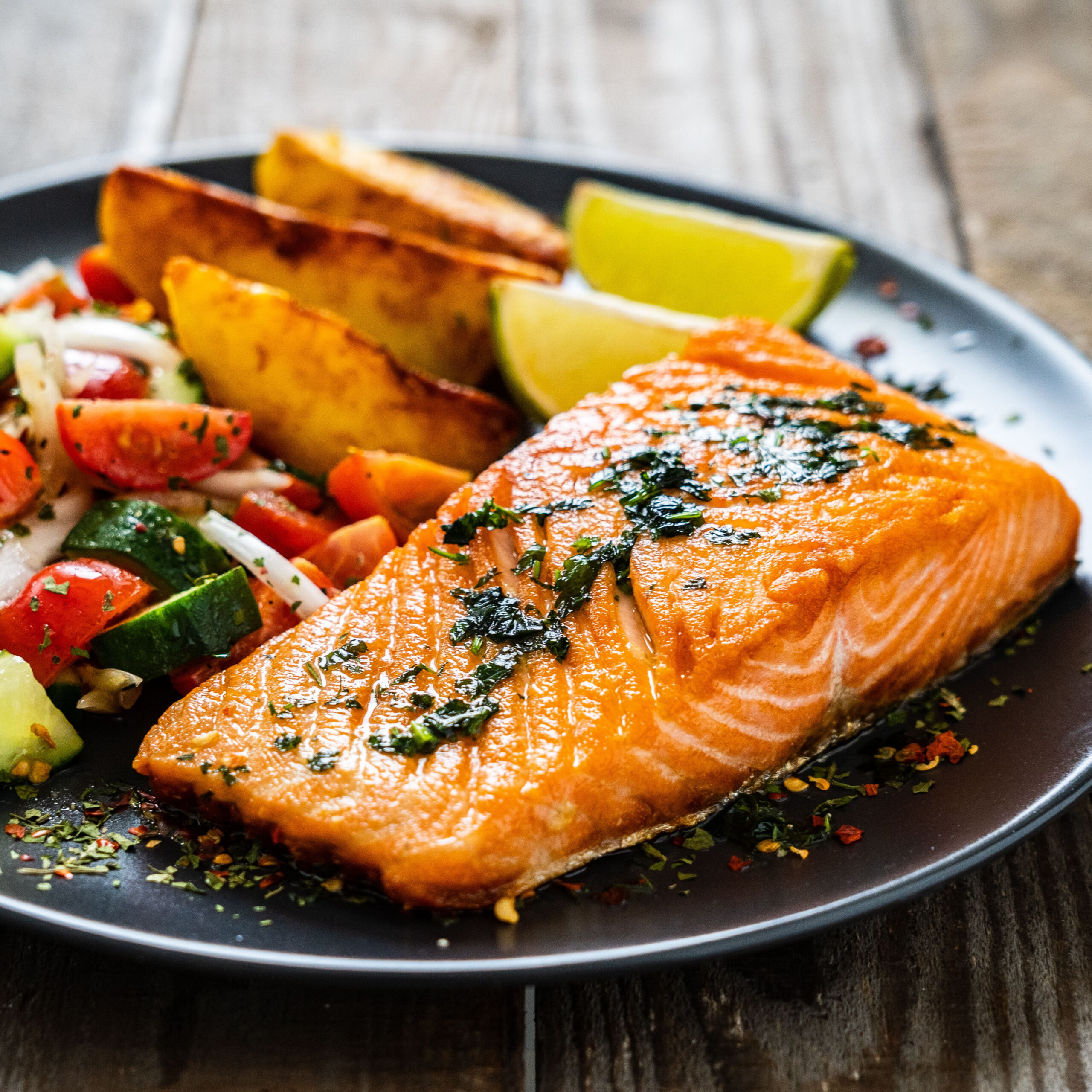 salmon on plate