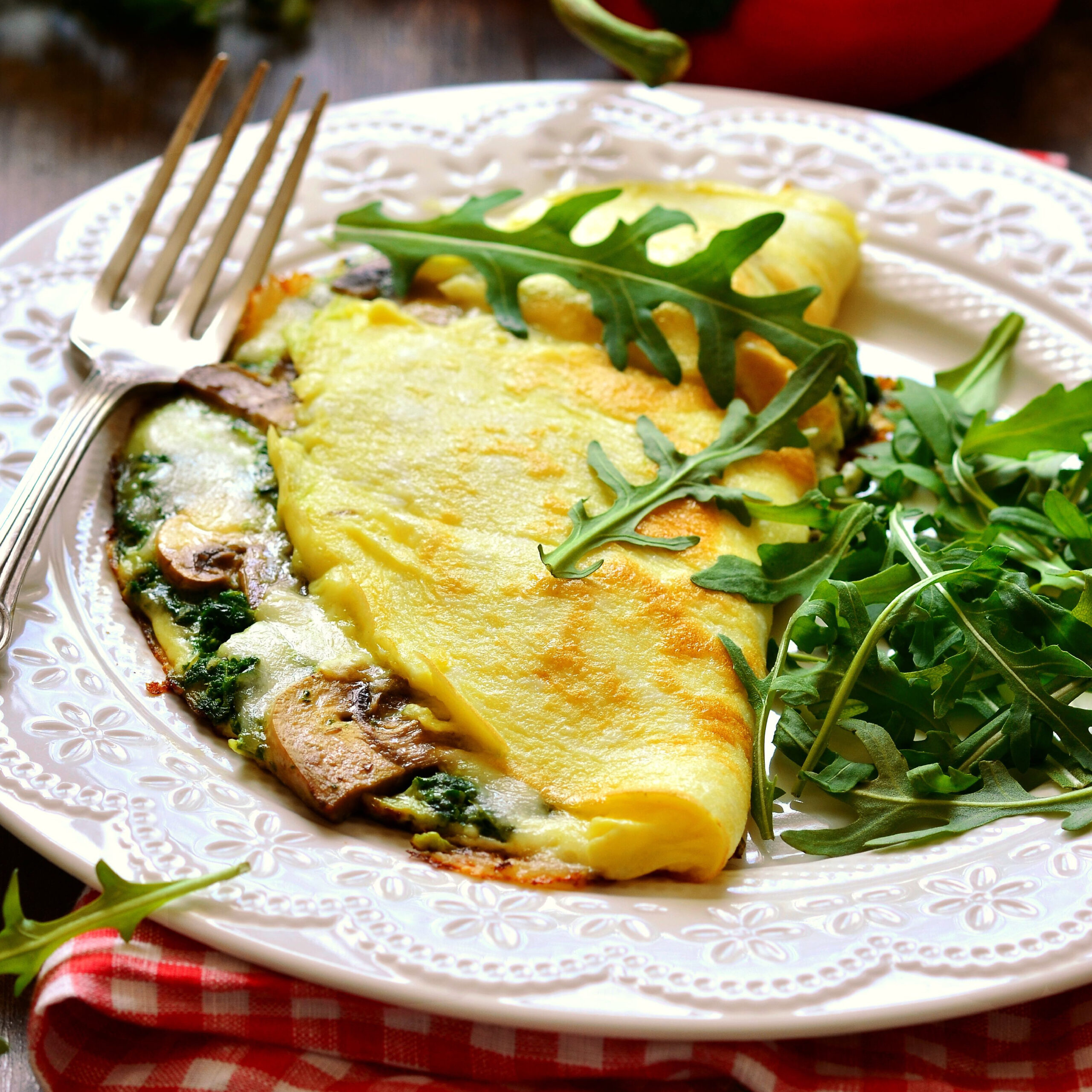 spinach and mushroom omelette