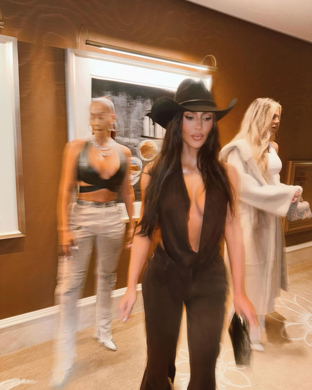 Kim Kardashian cowboy hat Super Bowl