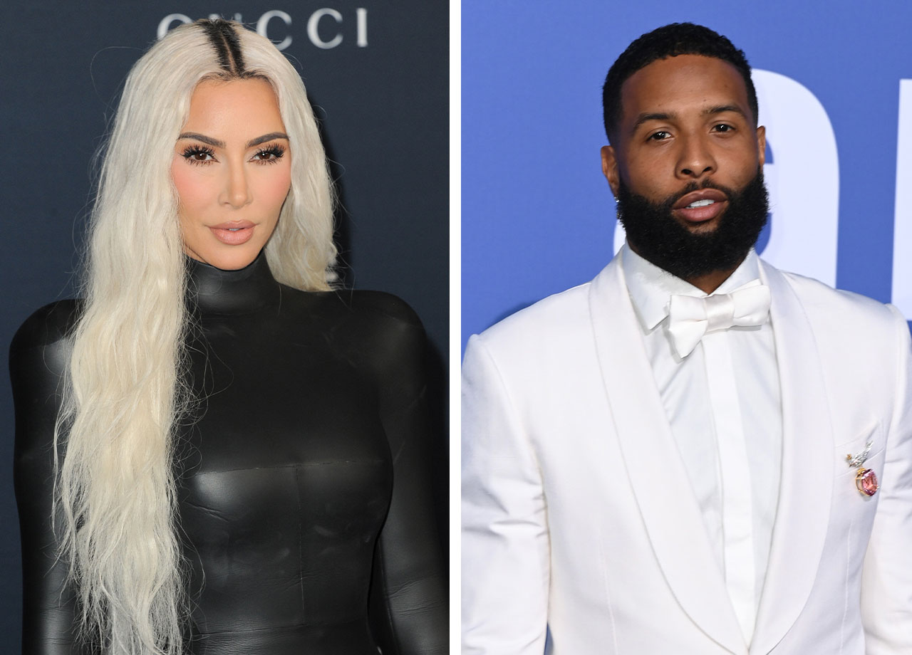 Kim Kardashian blonde hair and Odell Beckham Jr