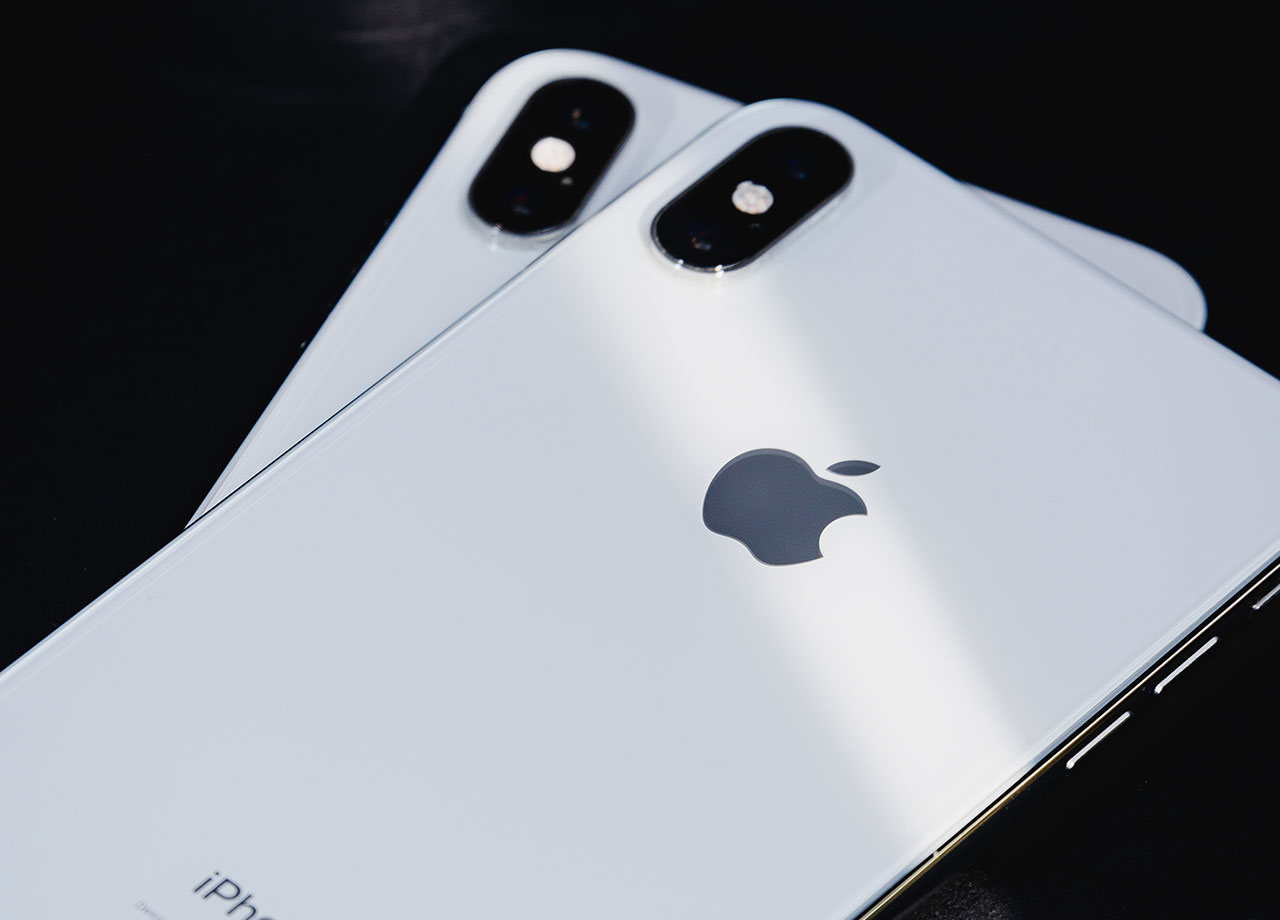 two-white-iphones