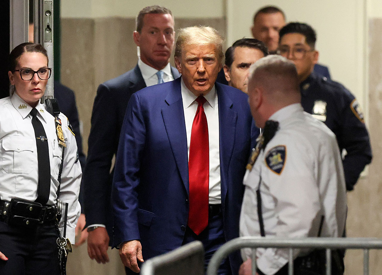 Donald Trump court hallway after hush money criminal case