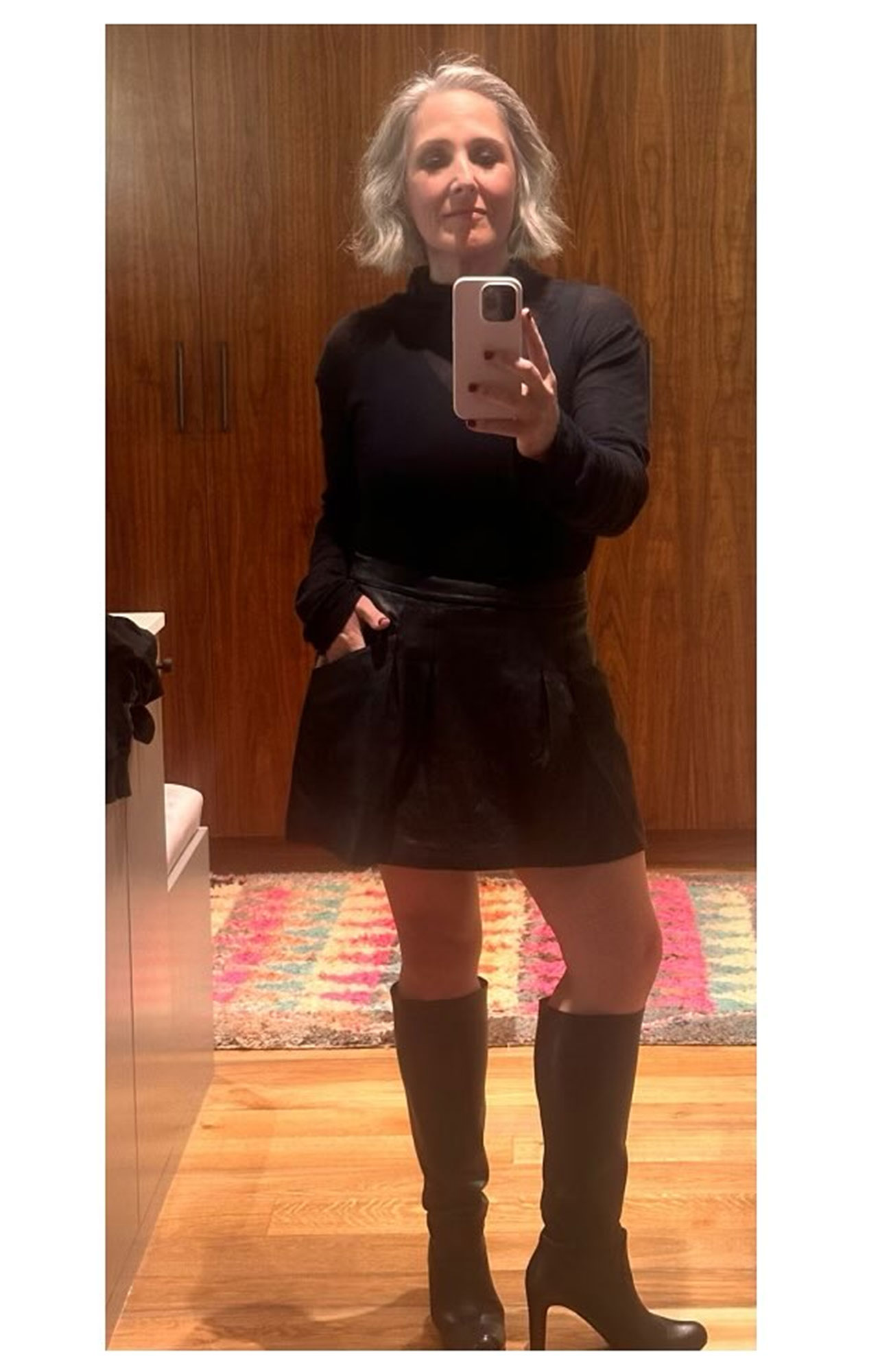 Ricki Lake black outfit 2024 mirror selfie