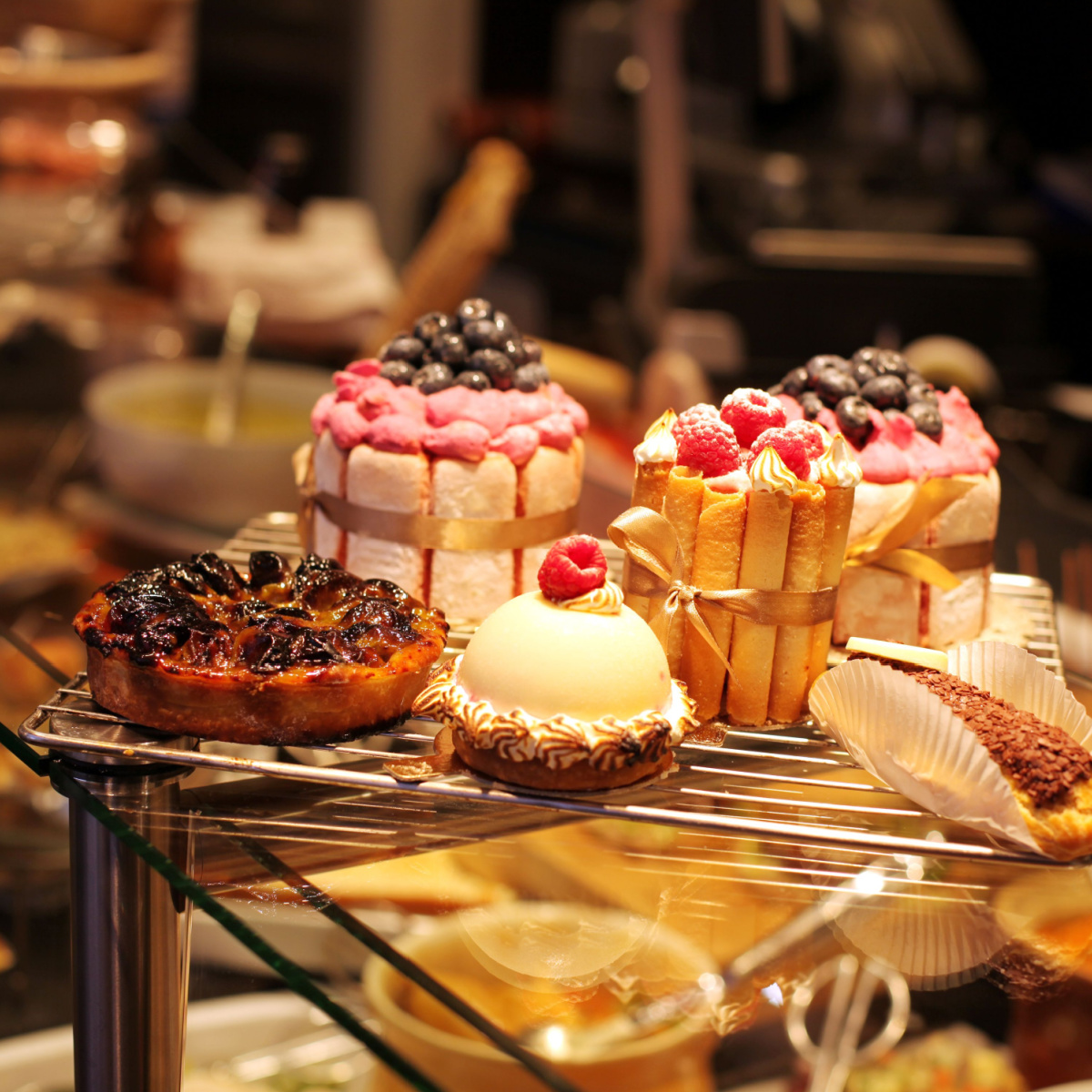 pastry cakes at bakery shop