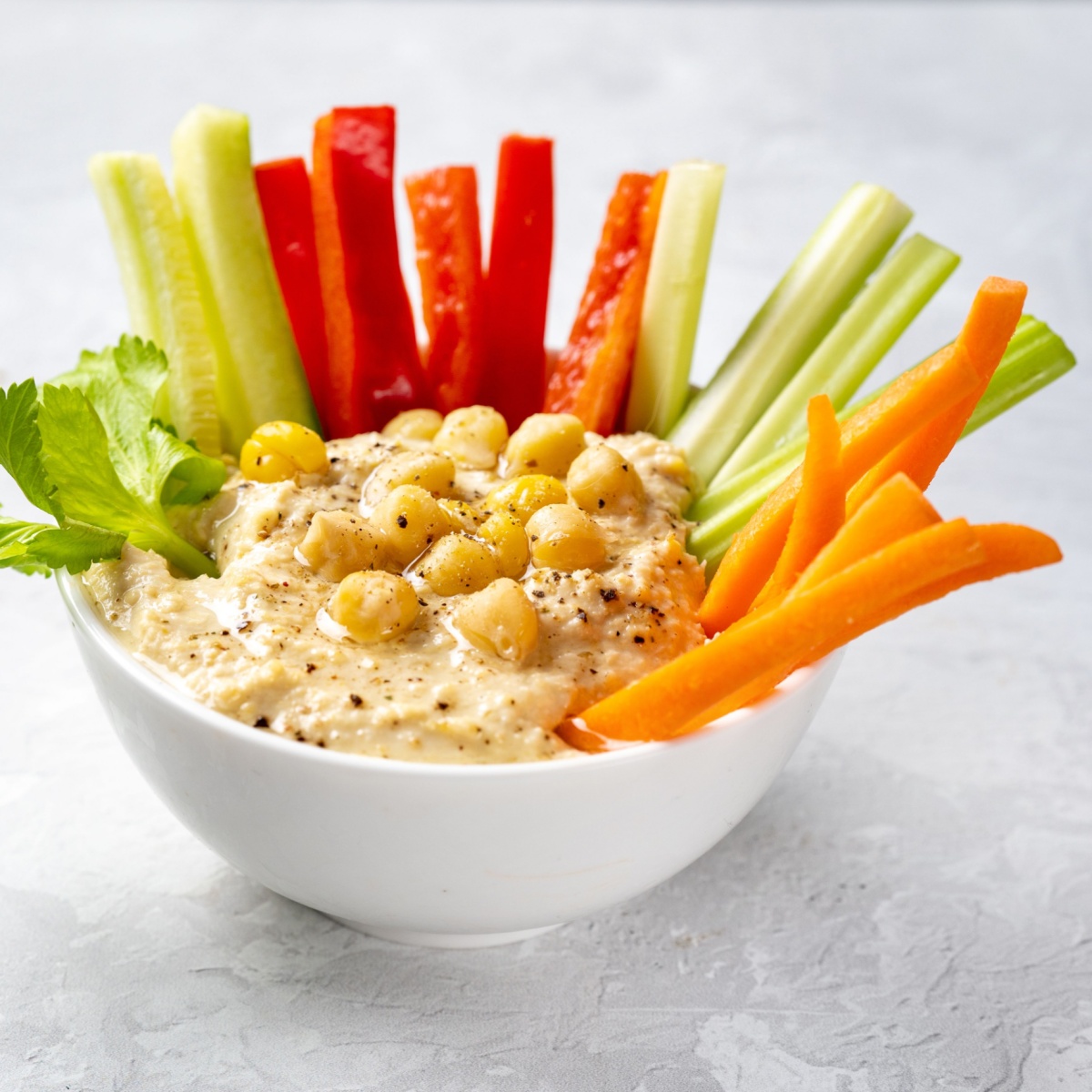 vegetable sticks with hummus