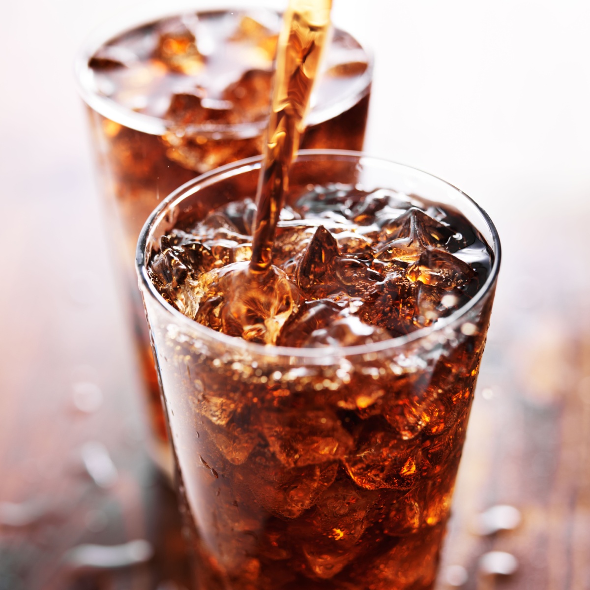 soda in glass cups