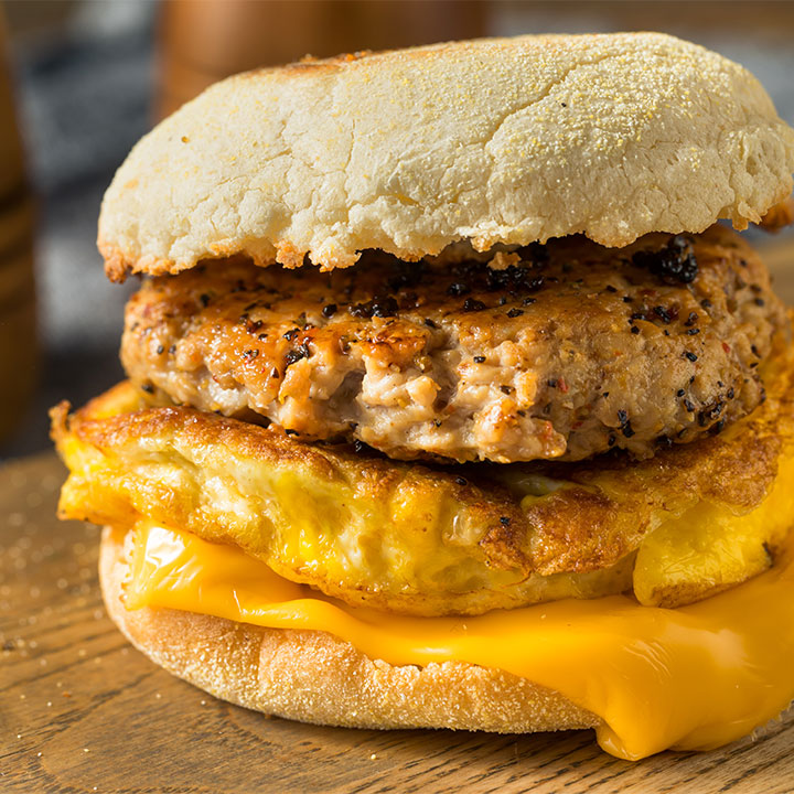 breakfast sandwich with sausage egg and cheese