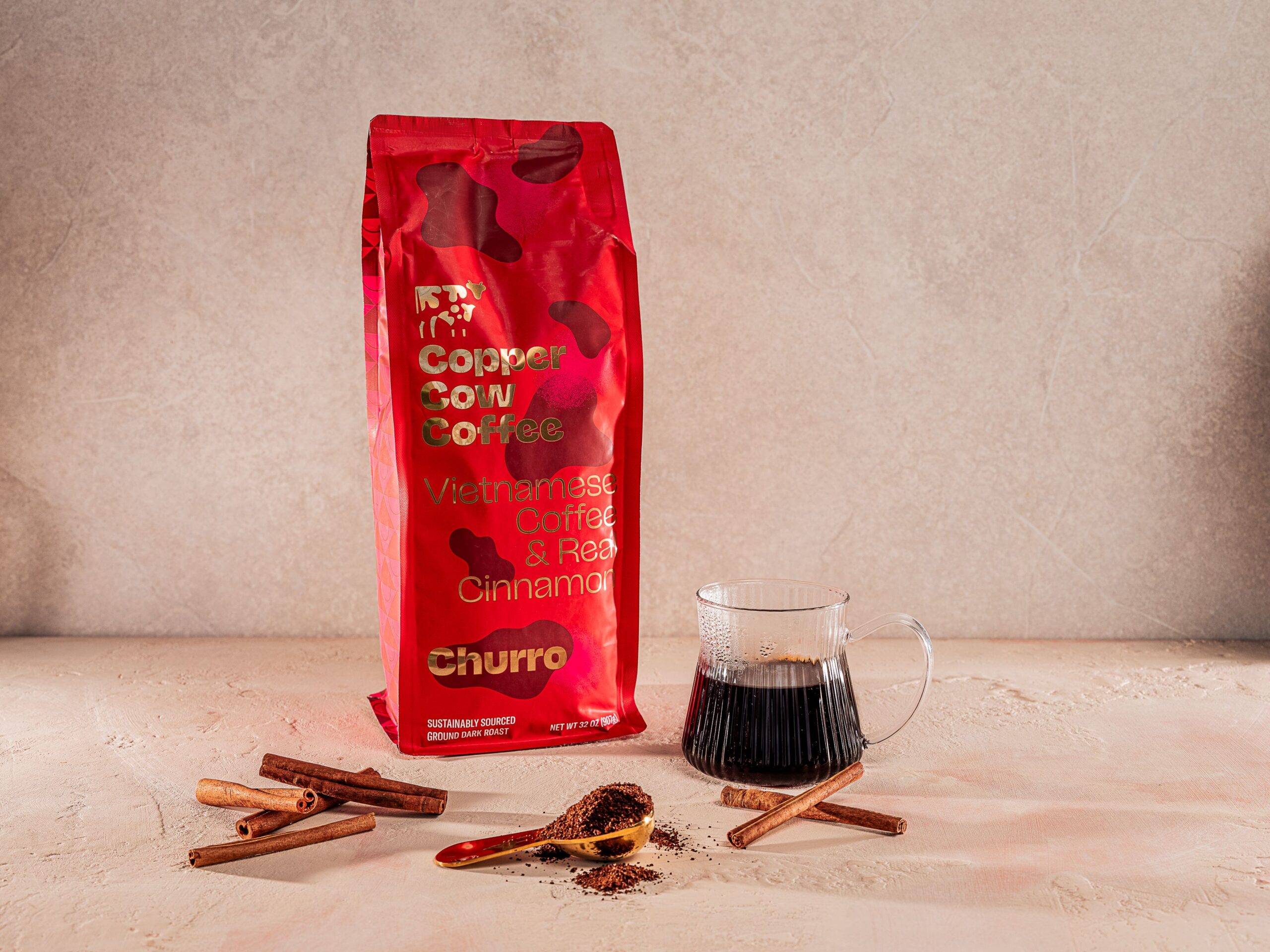 copper cow churro coffee