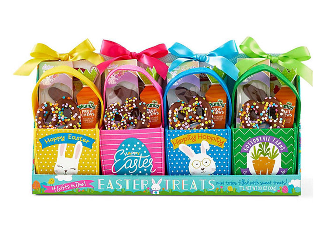 4 pack easter felt tote with treats