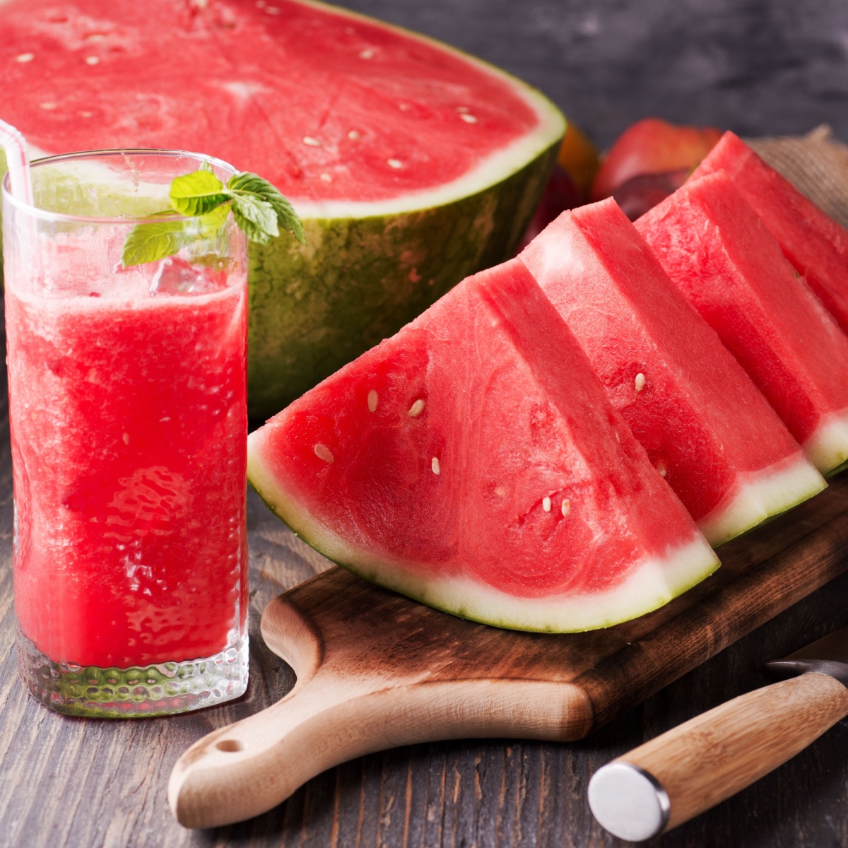 watermelon slices and juice