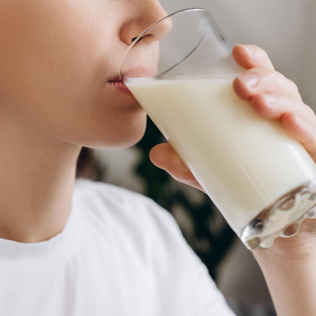 woman drinking milk