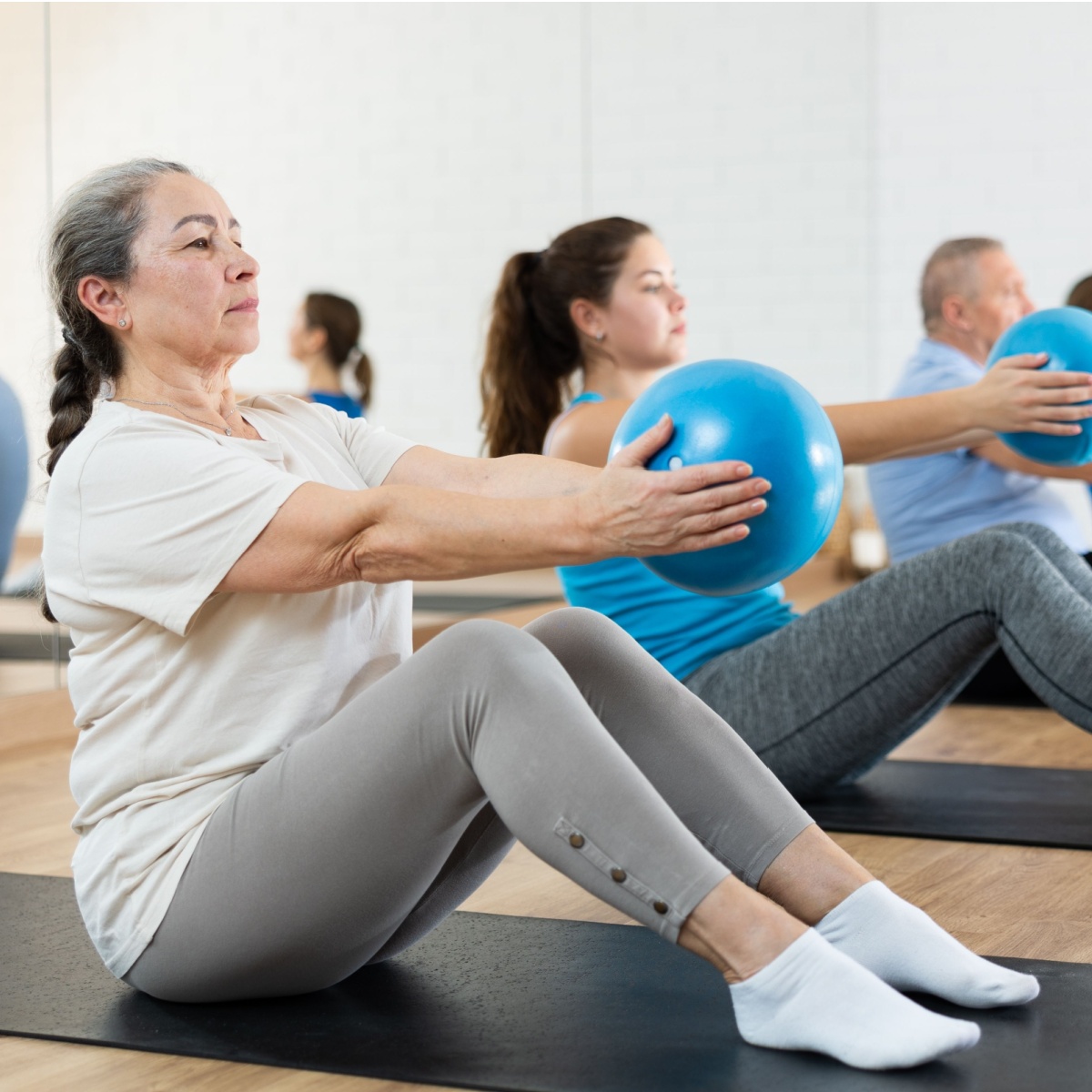 older woman doing exercise