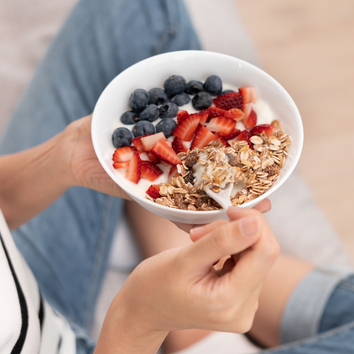 bowl of granola and fruits