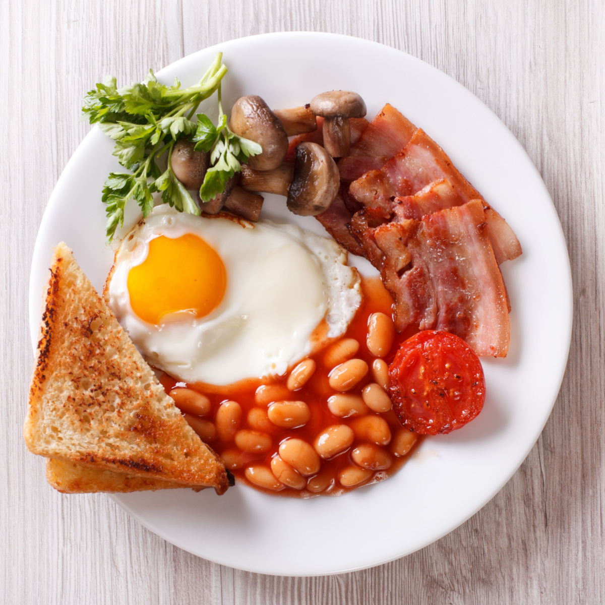 plate of eggs beans and veggies