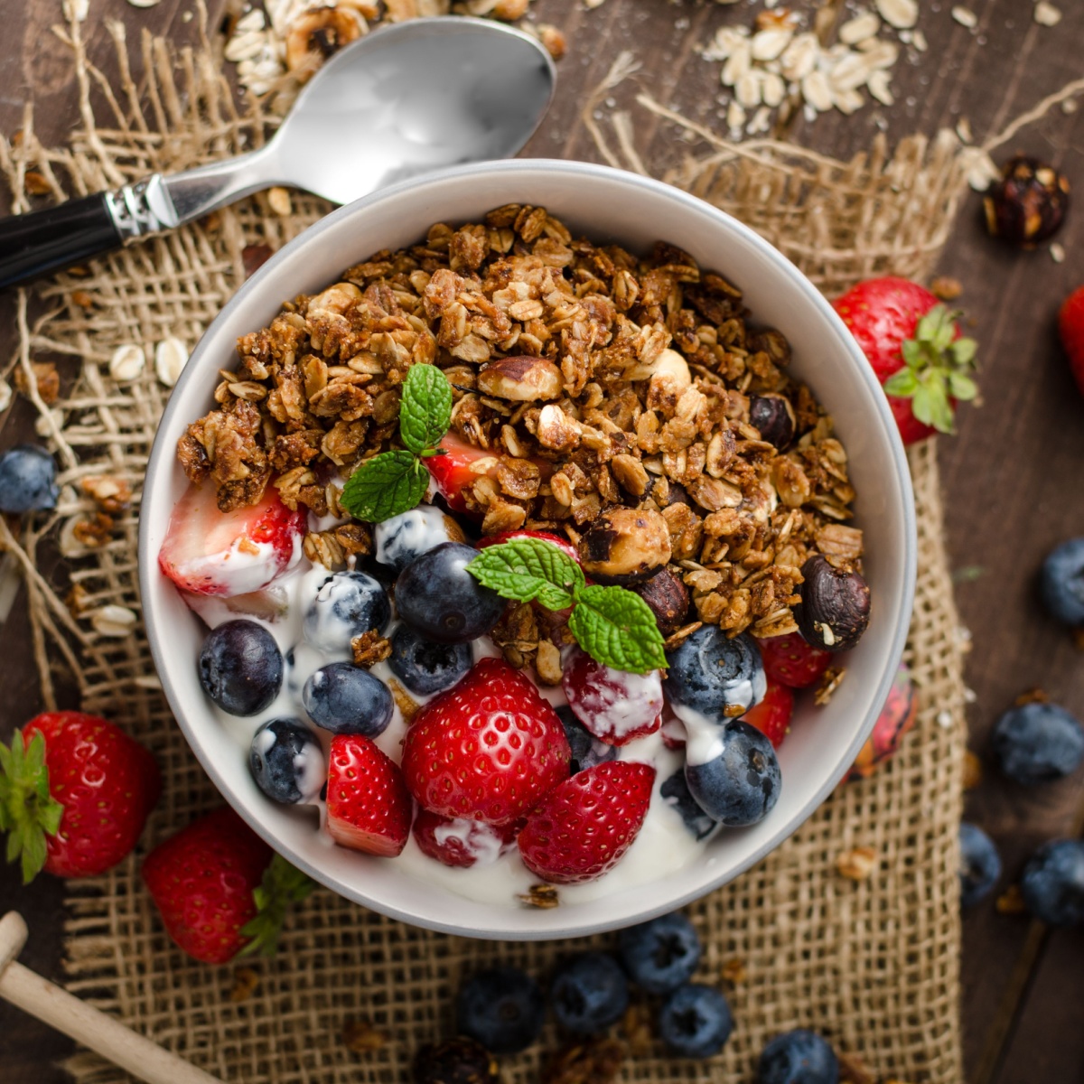 bowl of granola and yogurt