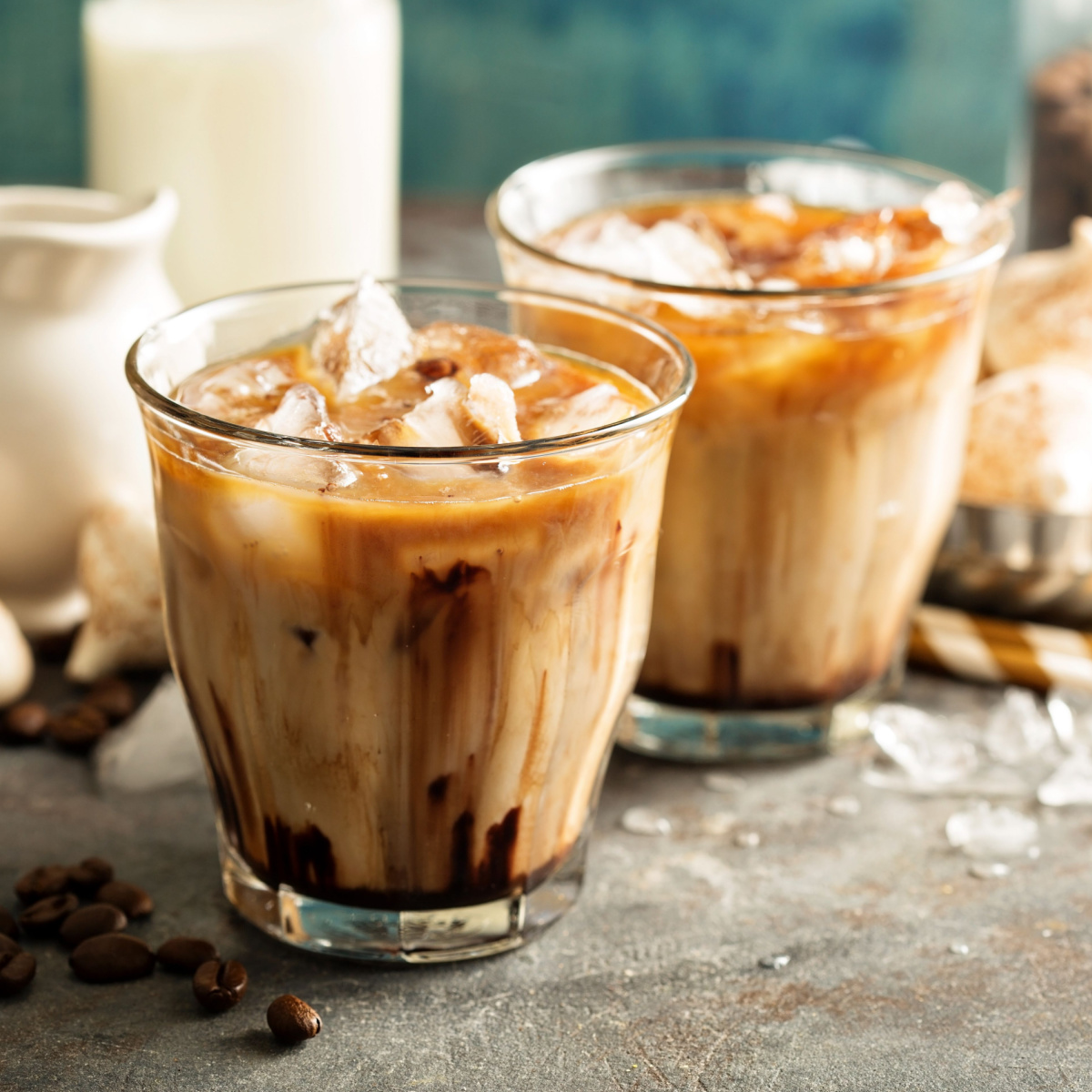 glass of iced coffee with cream