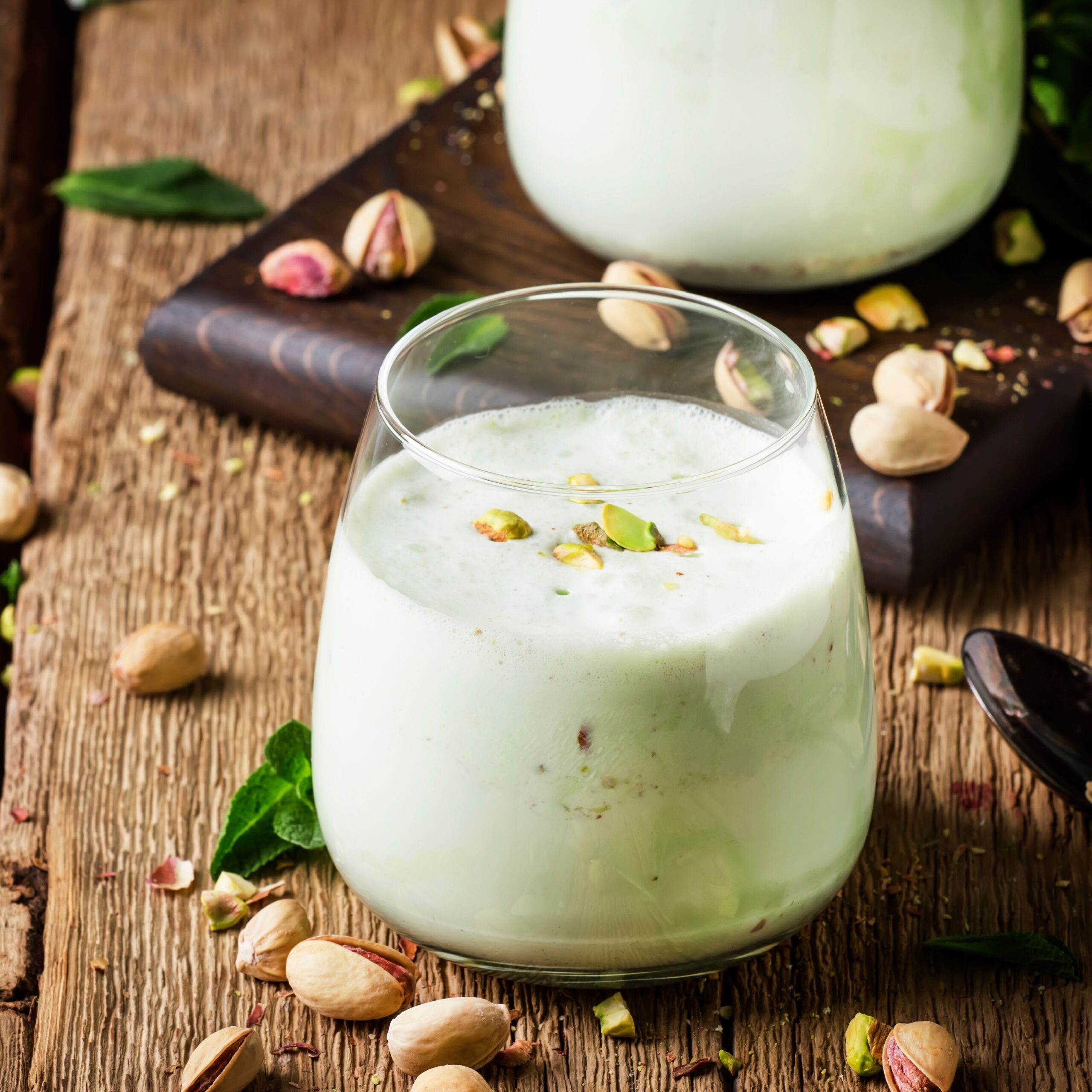 glass of pistachio milk