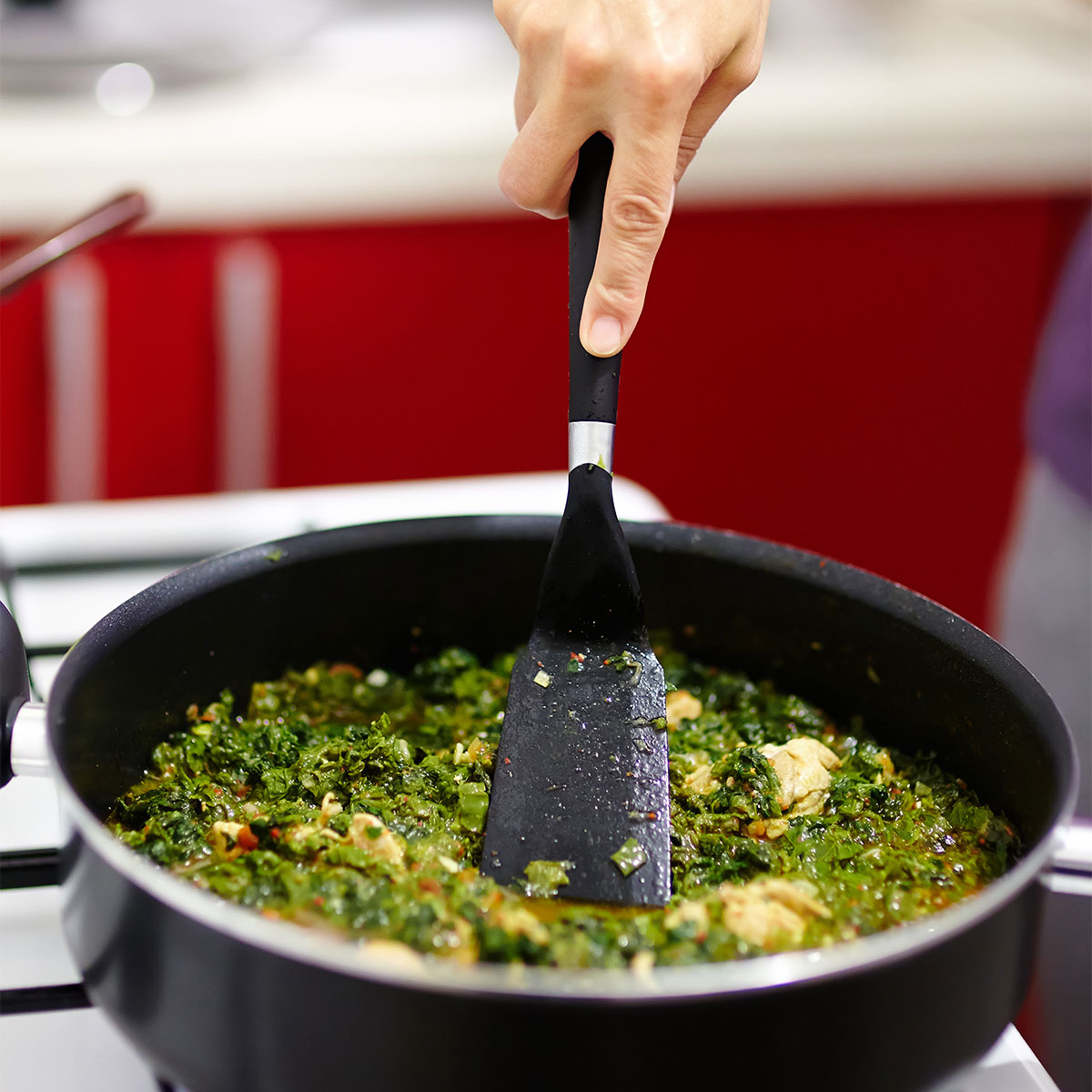 spinach cooking in pan