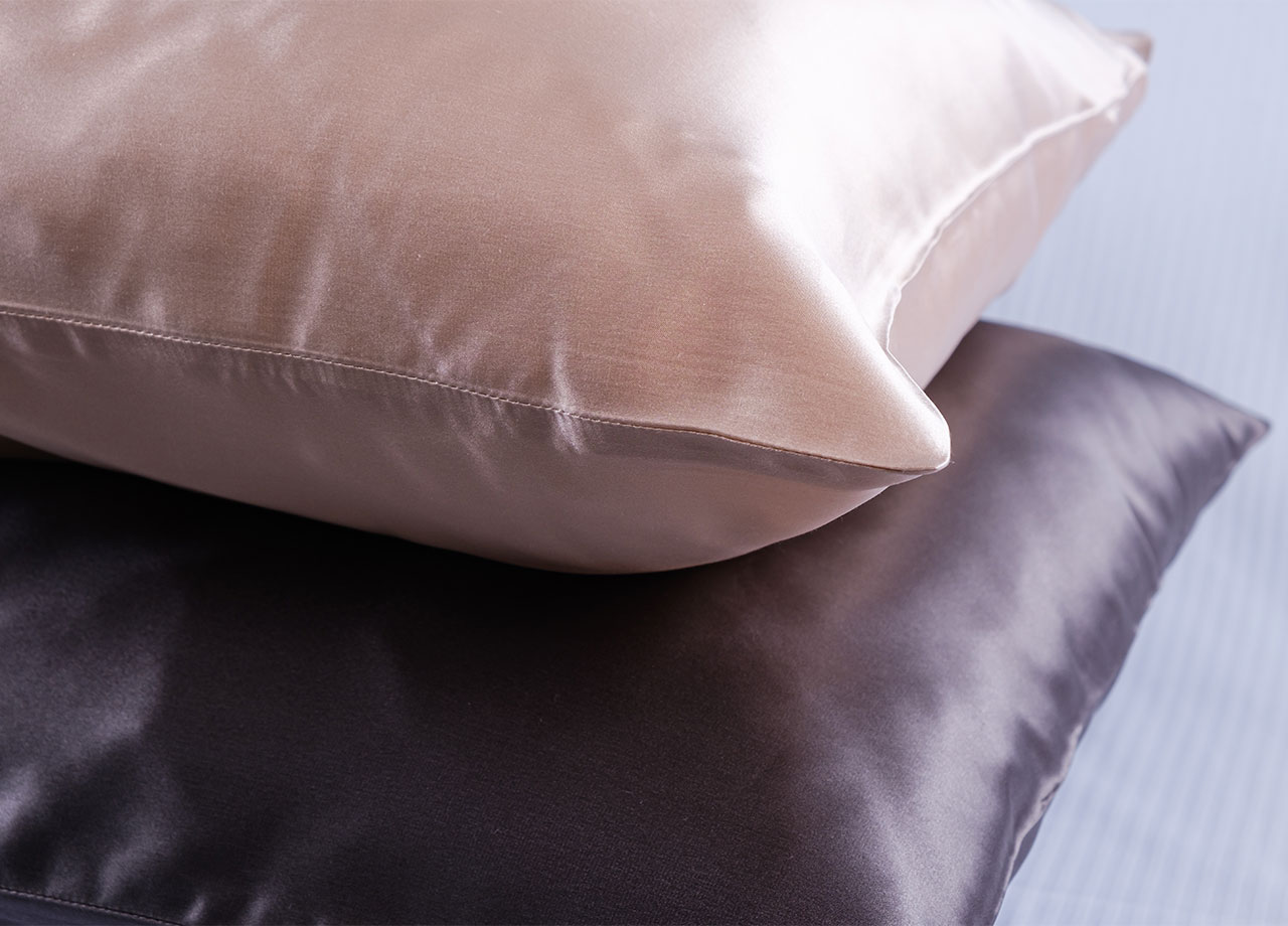 Silk pillowcases on pillows