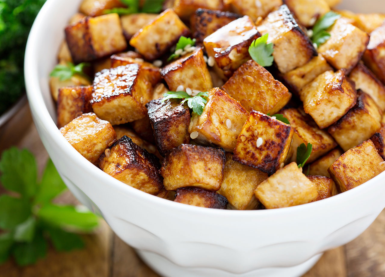 stir fried tofu in a bowl