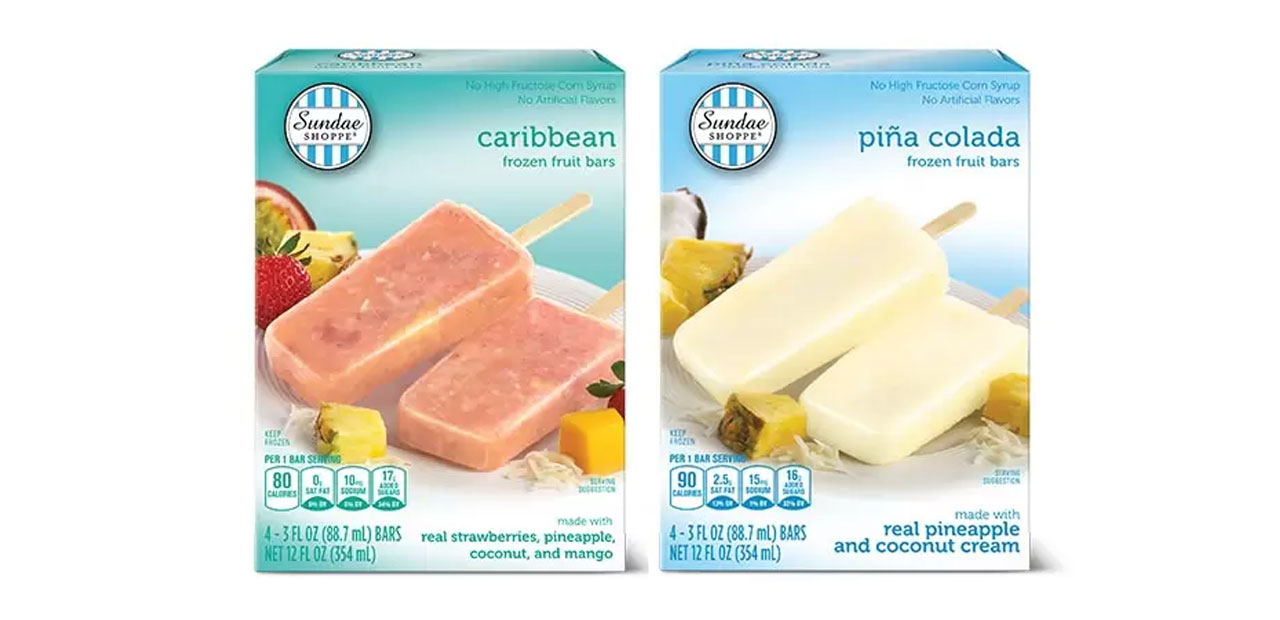 aldi sundae shoppe pina colada or caribbean fruit bars