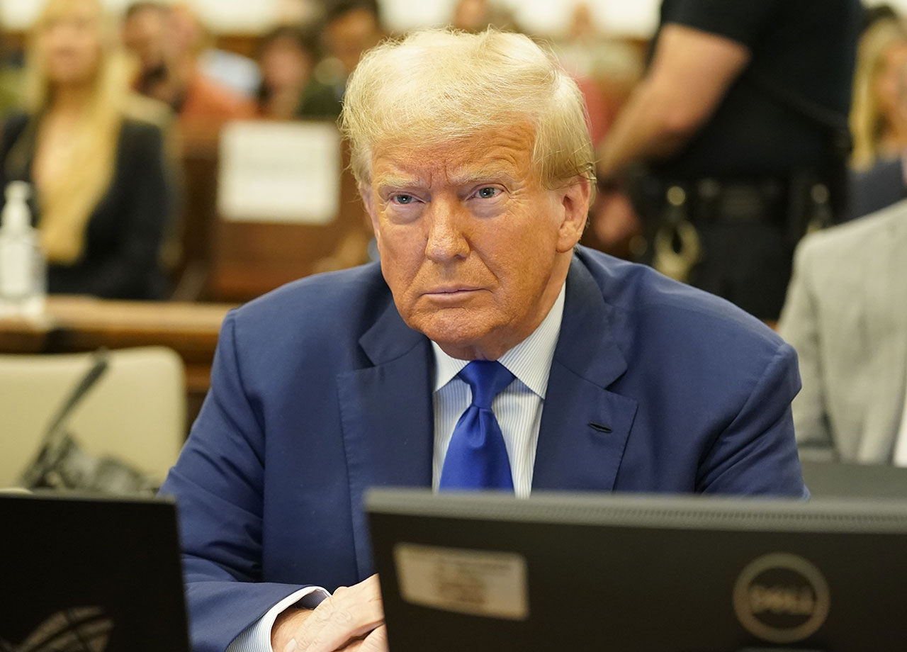Donald Trump in court during civil fraud trial