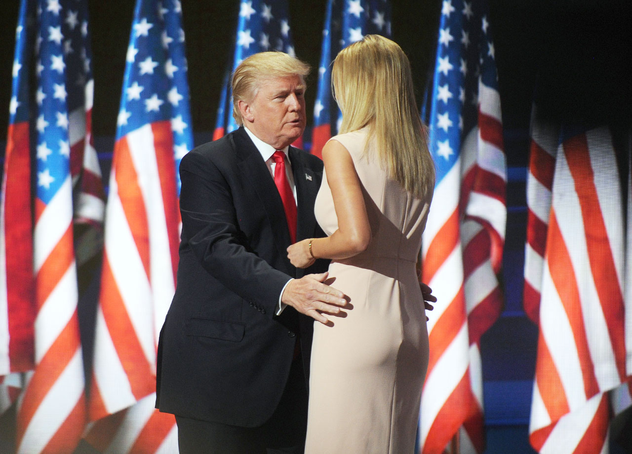 Donald Trump touches Ivanka Trump's hips at the RNC 2016