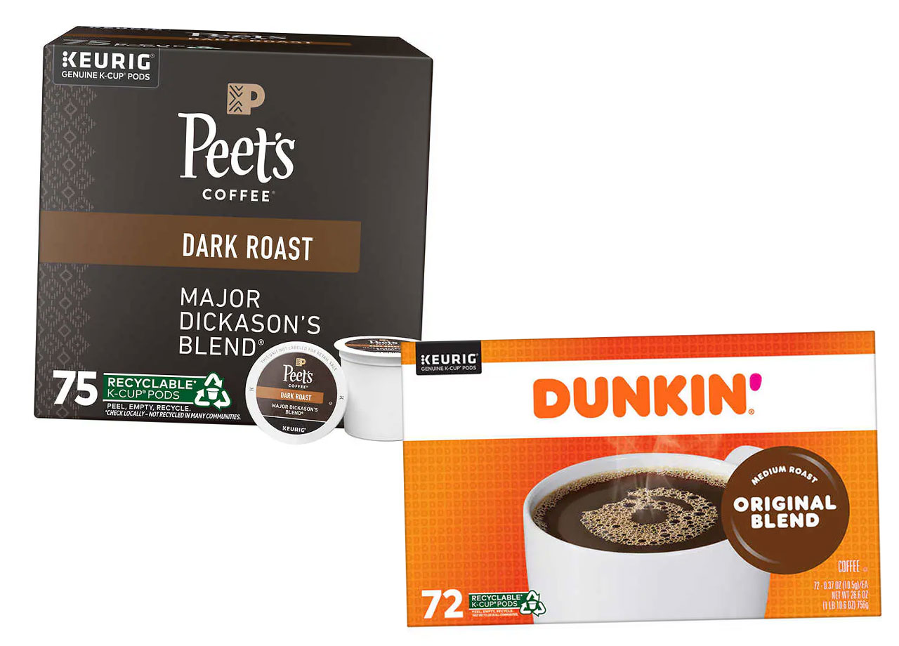 dunkin and peets k cup pods