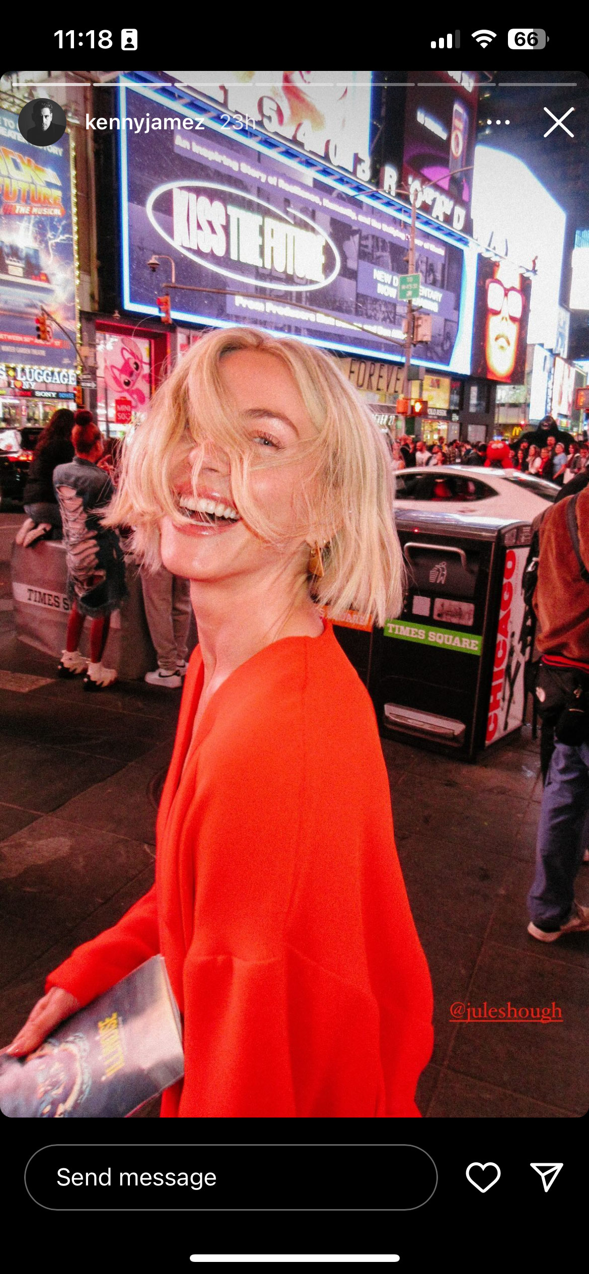 Julianne Hough red dress attending gala performance of Illinoise NYC