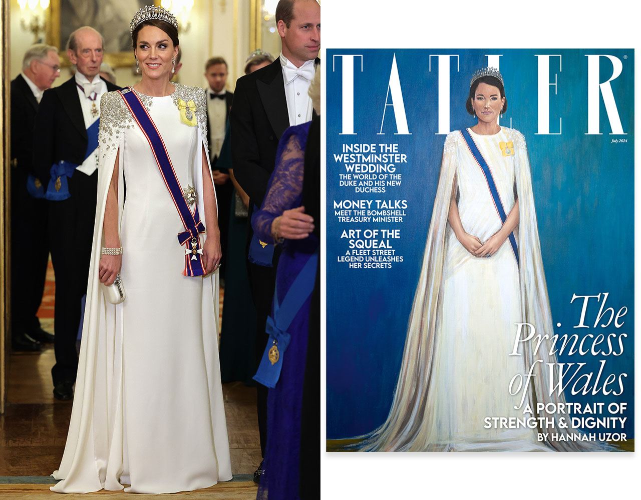 Kate Middleton at the State Banquet and Tatler magazine cover