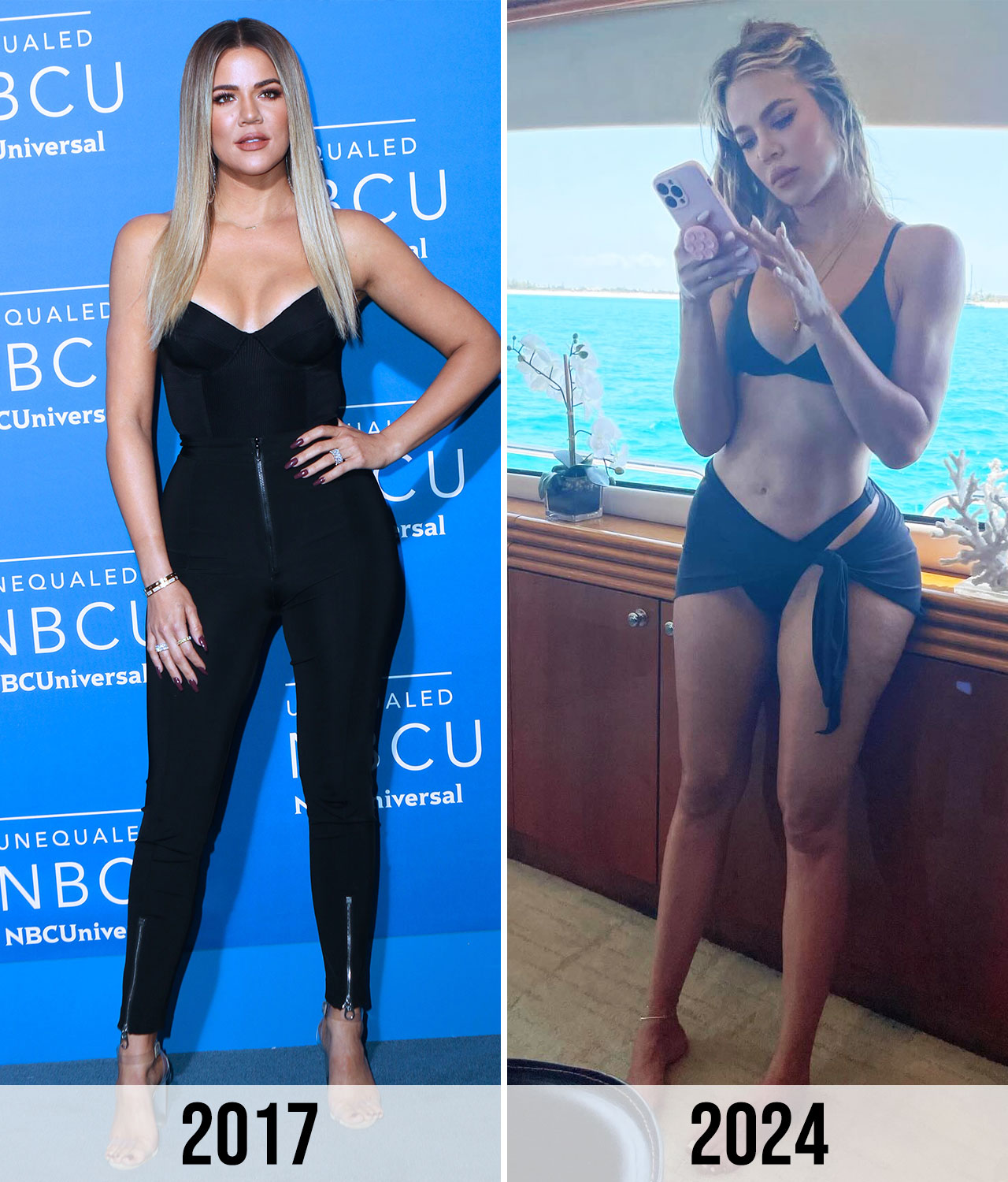 Khloe Kardashian weight loss before and after 2017 v 2024