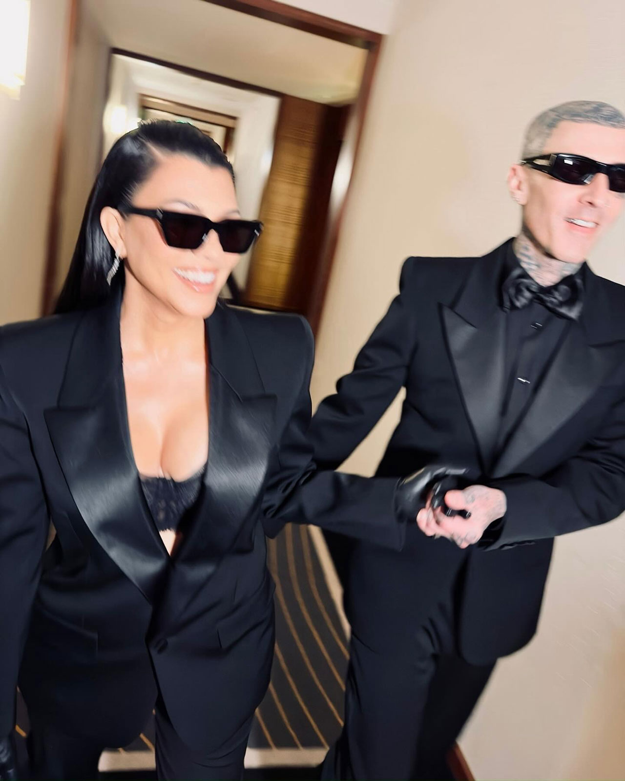 Kourtney Kardashian and Travis Barker in tuxedos on Instagram