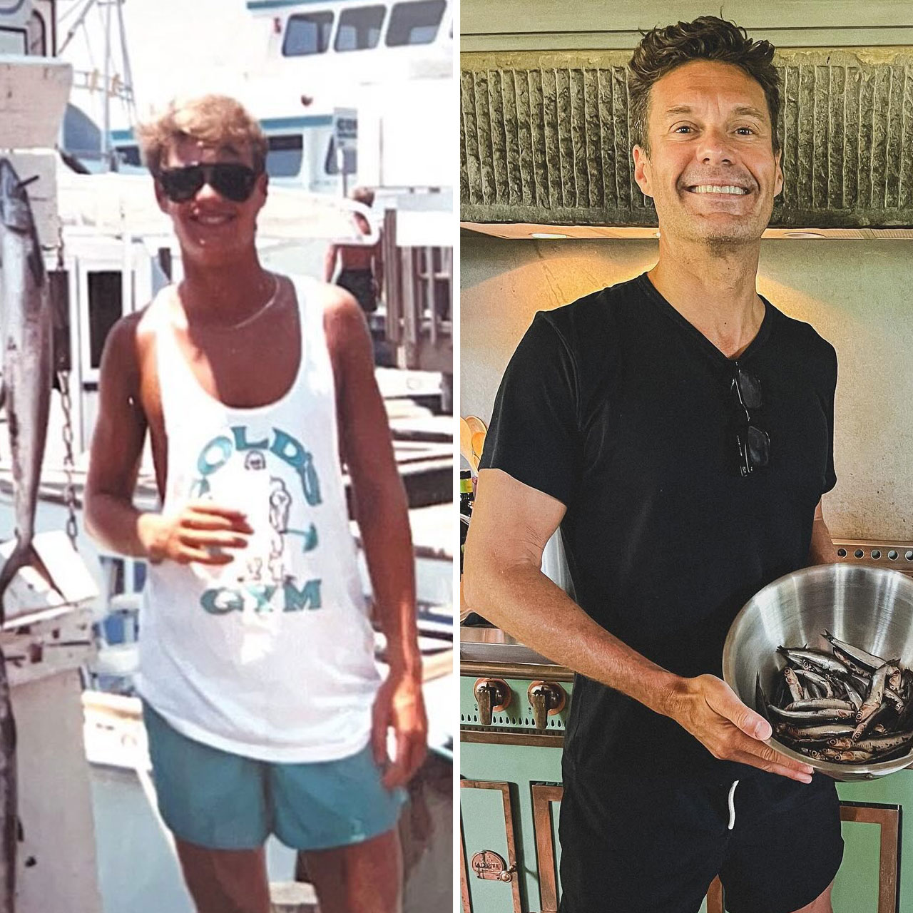 Ryan Seacrest throwback and recent picture with anchovies Instagram