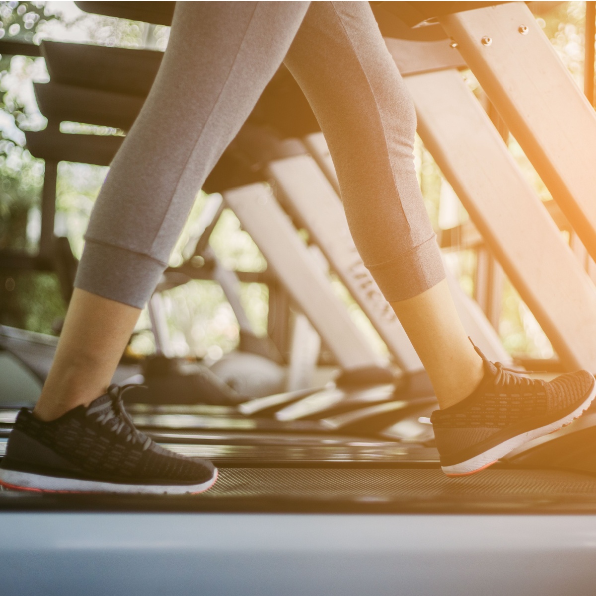 person walking on treadmill