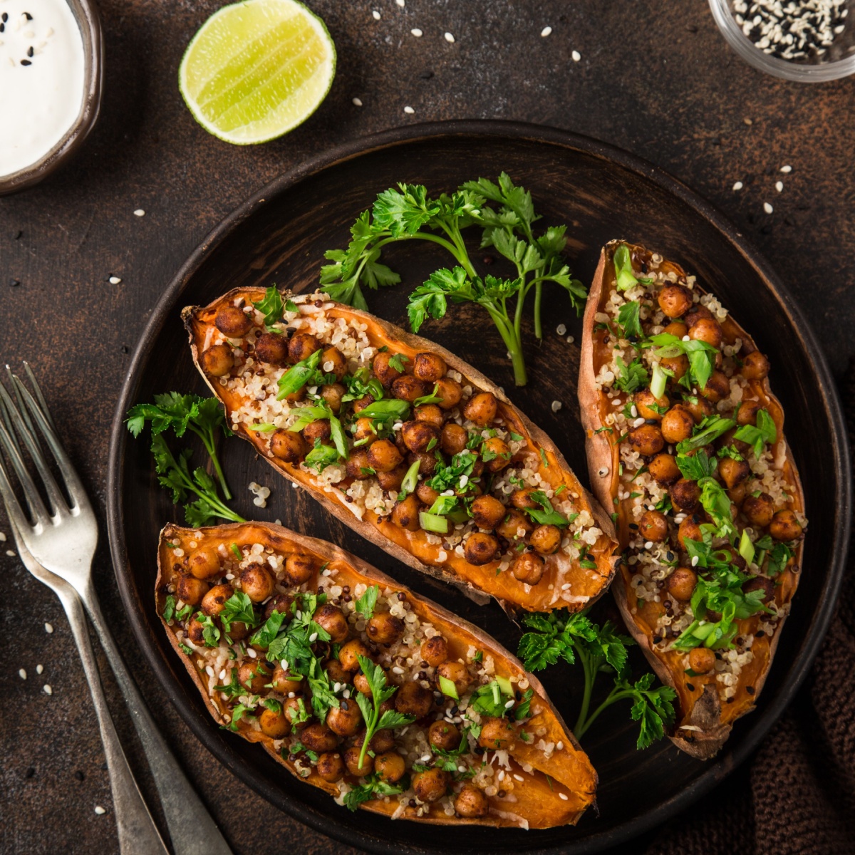 sweet potatoes and quinoa