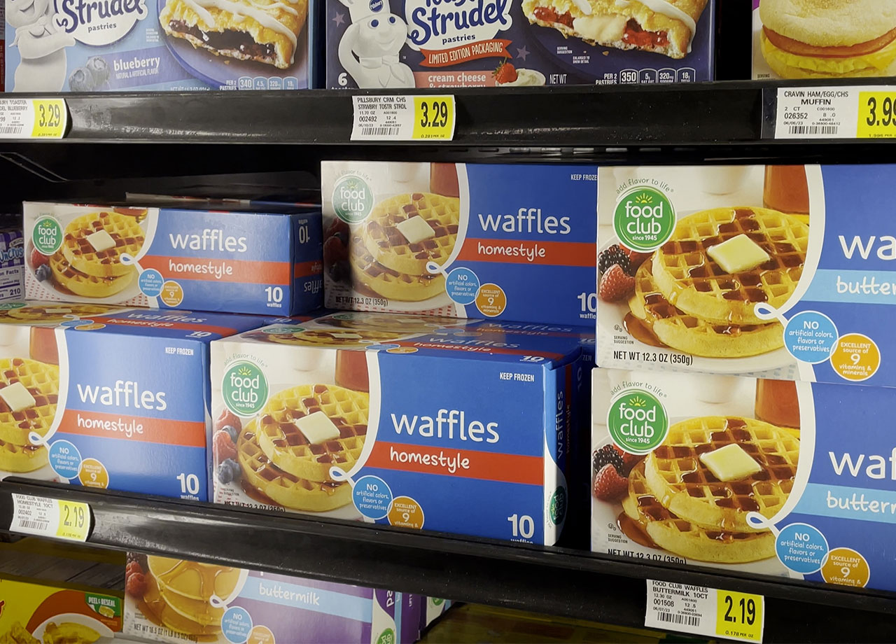 frozen waffles at the store