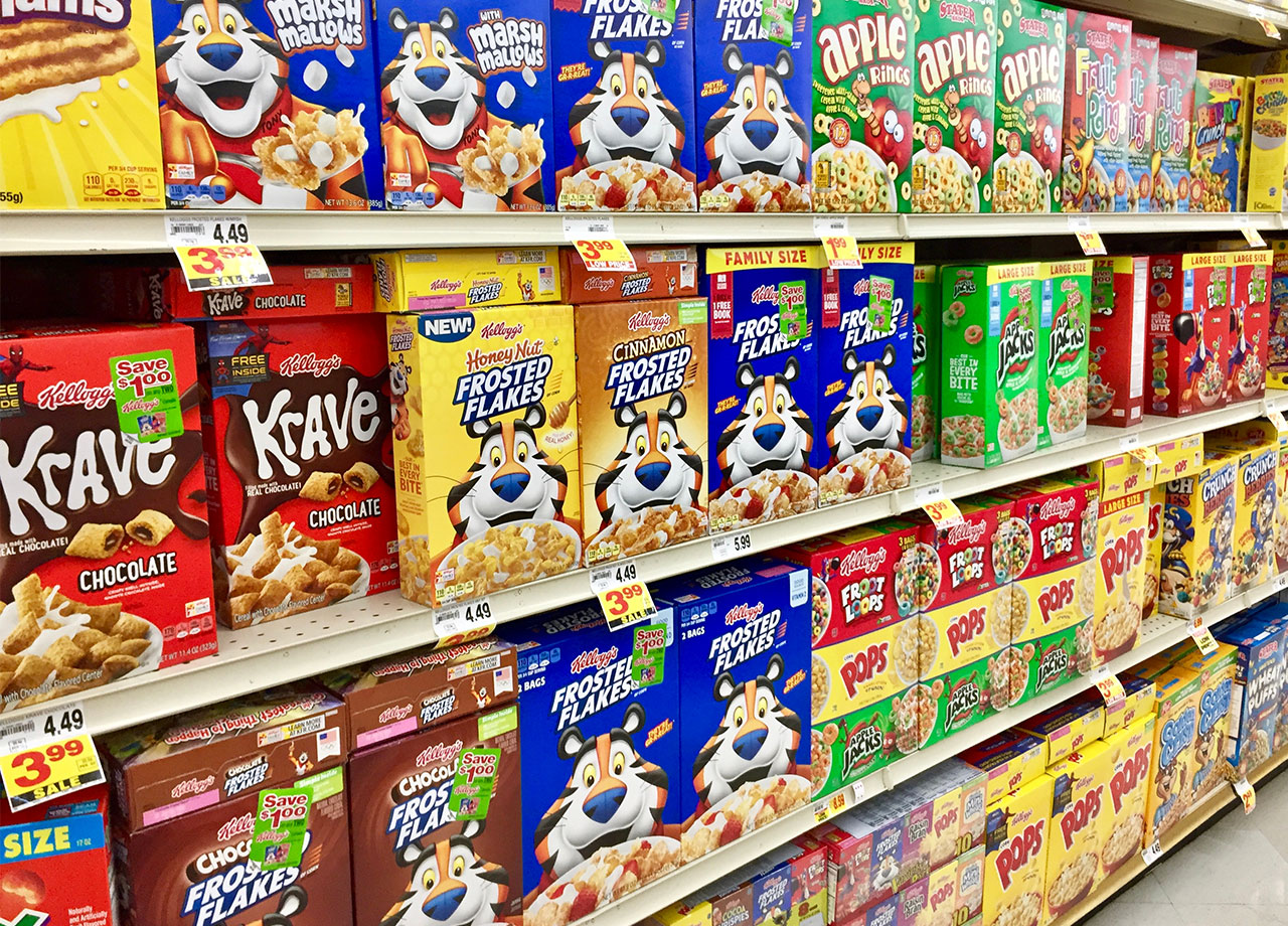 sugary cereal boxes